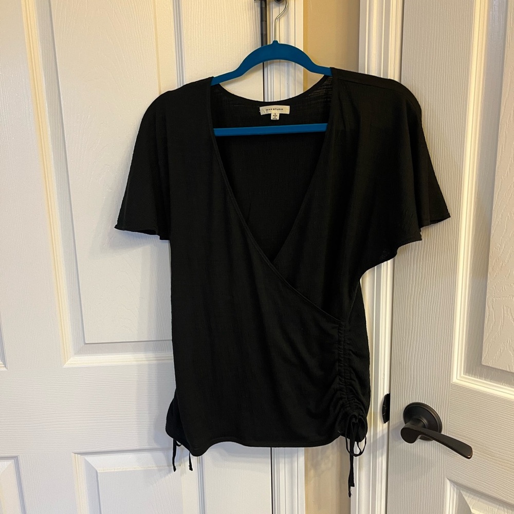 Max Studio Black Wrap Top